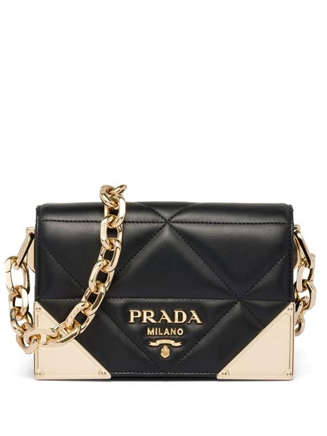 embossed nappa leather shoulder bag prada|Black Nappa Leather Shoulder Bag .